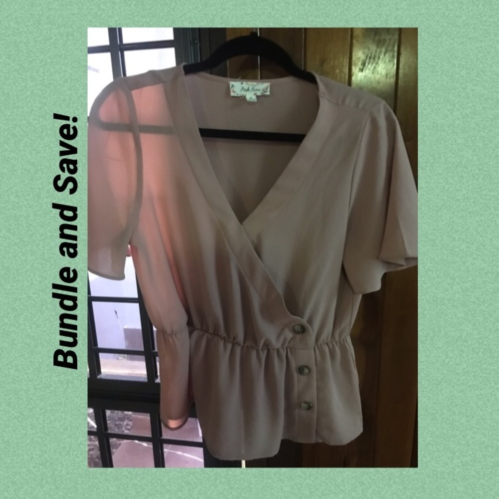 🔓🟢 4 FOR $20 Casual Short Sleeves Top (Blush Pink)